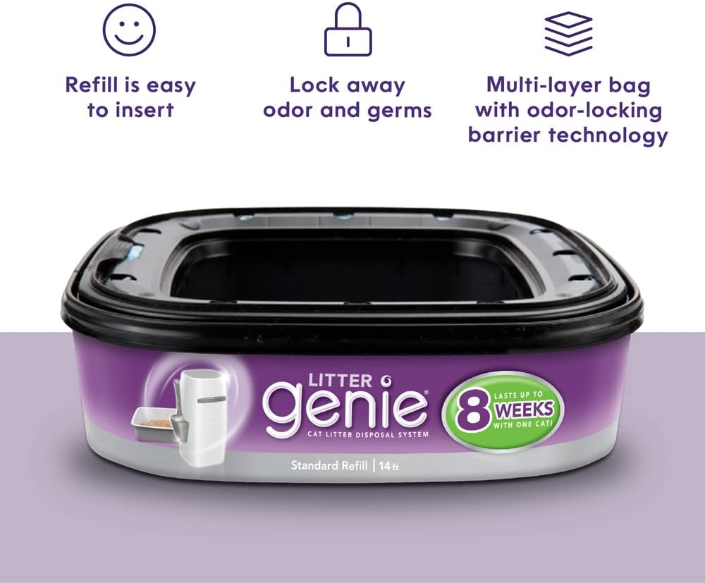 Litter Genie odor control cat litter refills side angle packaging view