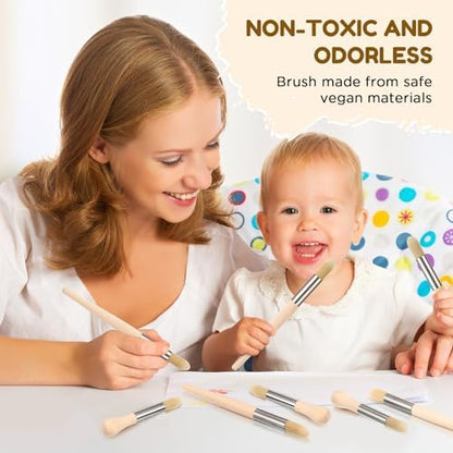 Sinload eight piece round brush set laid out for preschool arts and crafts