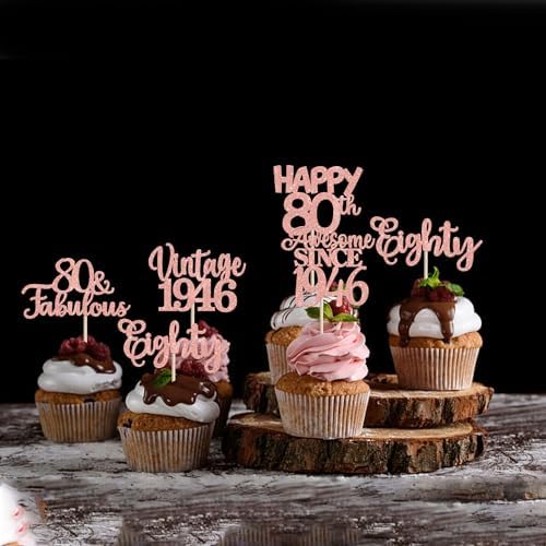High quality cardstock 80th birthday dessert decoration