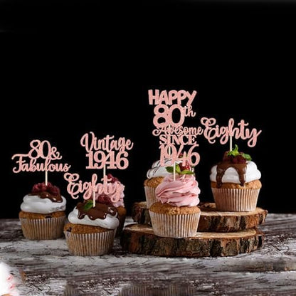 High quality cardstock 80th birthday dessert decoration