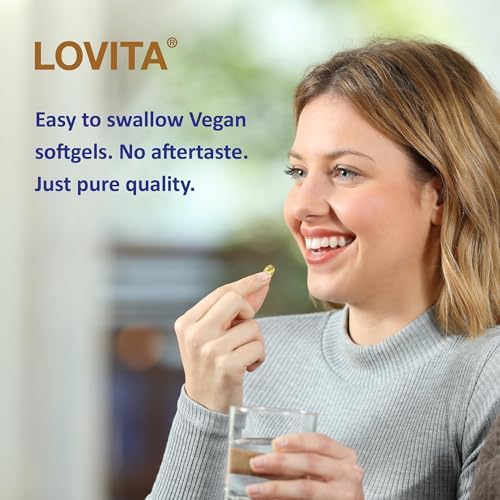 Lovita vegan flaxseed oil capsules with 900mg alpha linolenic acid lifestyle display