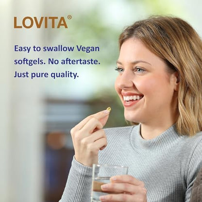 Lovita vegan flaxseed oil capsules with 900mg alpha linolenic acid lifestyle display