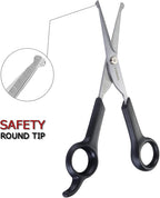 Ergonomic grey handle of Chi-buy pet grooming scissors with soft rubber grip.