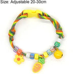 Close up view of the adjustable cord mechanism and safety breakaway clasp of the cat collar.