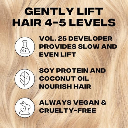 Side profile of Good Dye Young vegan hair bleach boxes highlighting the professional one-to-one mixing ratio.