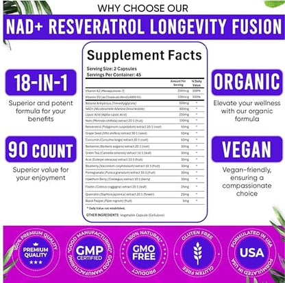 Close up of Adndale longevity supplement packaging details