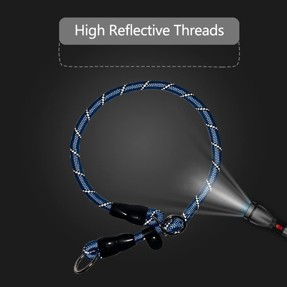 Mystercome reflective pet collar showing the durable climbing style rope construction