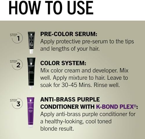 Contents of the USA imported Schwarzkopf 001 Platinum Blonde box dye kit unboxed.