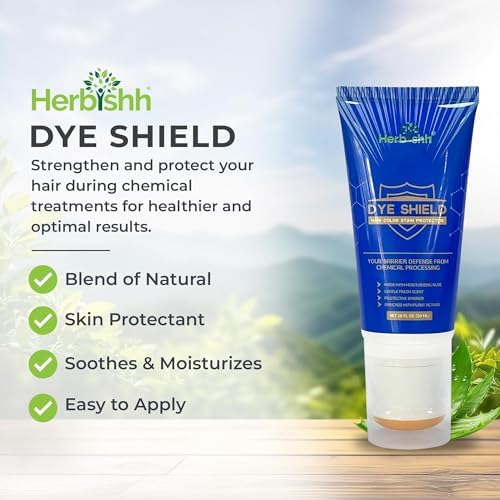 Herbishh Hair Dye Defender tube showing natural ingredients like aloe vera and Centella asiatica.