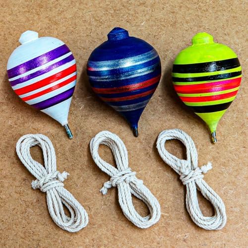 Artisan painted traditional spinning tops for collectors