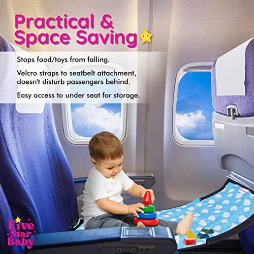 Premium polyester toddler travel bed by FIVESTARBABY installed as a comfortable leg rest hammock.