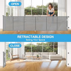EZIGO upgraded baby gate showing floor rings for stability