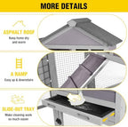 Aivituvin Rabbit Hutch Indoor Bunny Cage Outdoor with Run Chicken Coop Guinea Pig House with Waterproof Asphalt Roof,No Leakage Pull Out Tray (103.2" L x 25.2" W x 36.2" H, Grey-2 Sets) - Image 3