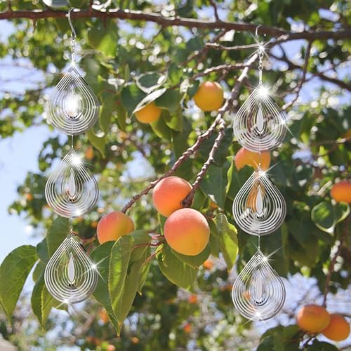 ToBeAce bird scare device hanging from a tree branch