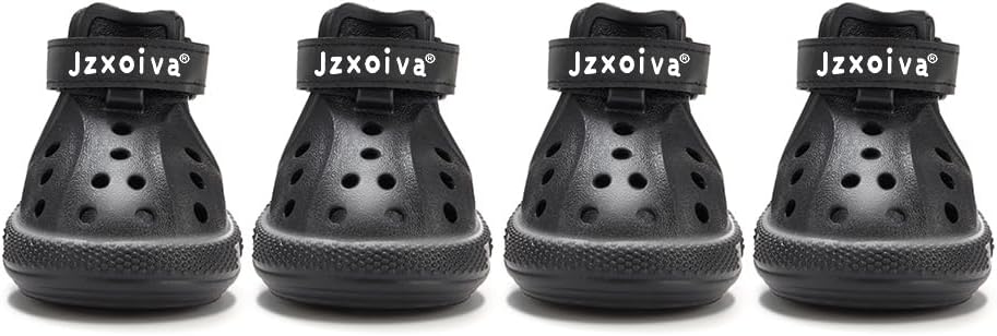 Jzxoiva dog shoes for hot pavement front view black size 8
