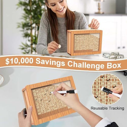 Cyanlux cash vault money saving box displayed as a decorative item on a study desk