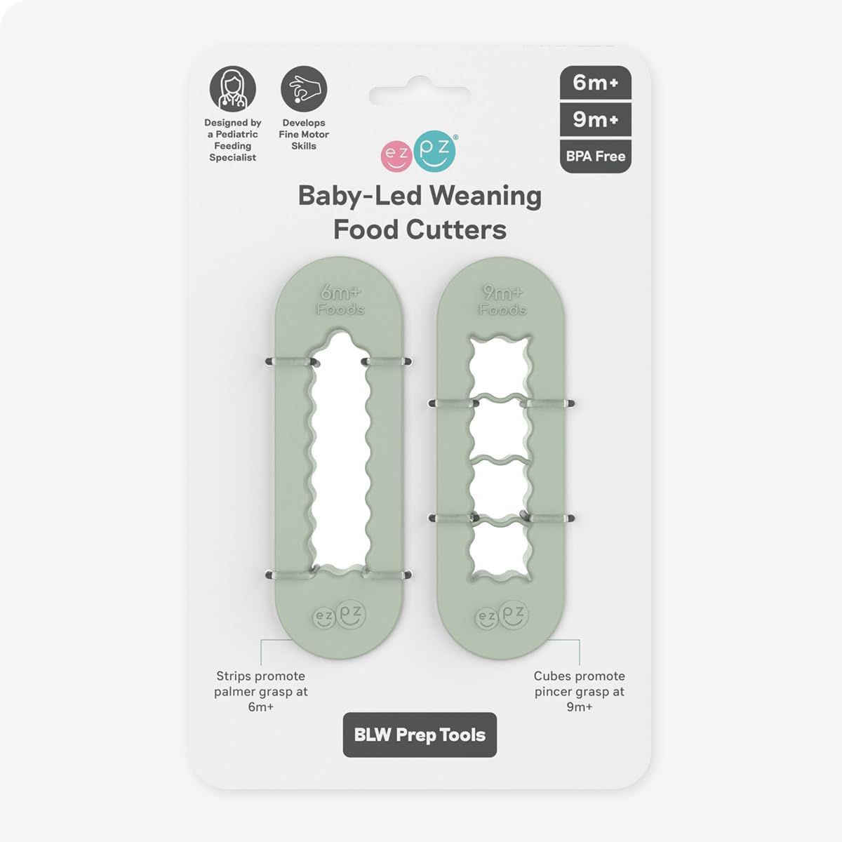 Ezpz Baby-Led Weaning Food Cutters Sage front view