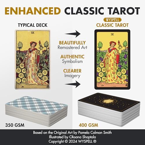 Wyspell classic dark edition tarot cards gold foil accents on black background