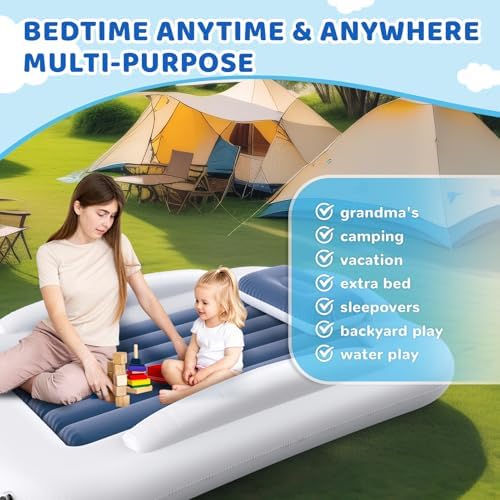 Leak proof travel bed for toddlers set up for camping and vacation