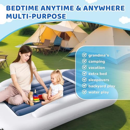 Leak proof travel bed for toddlers set up for camping and vacation