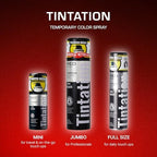 Woman applying Red by Kiss Tintation spray to conceal grey roots