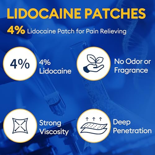 Individual Sumifun lidocaine patch being applied to shoulder