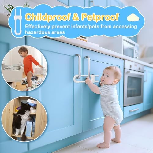 White ABS plastic U-shaped baby proofing latches set