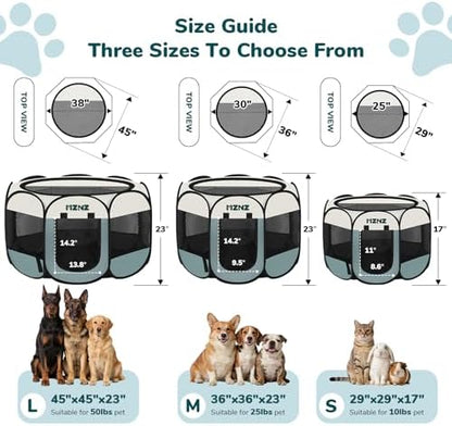Dog Cat Playpen, Portable Small Animal Playpen Crate Indoor for Dogs Cats Rabbits, Foldable Guinea Pigs Bunny Cage Enclosure for Outdoor, Pop Up Dogs Cats Tent Kennel with Carrying Case, Grey - Image 3