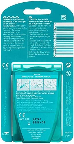 Close up of Compeed hydrocolloid gel cushions for softening corns.