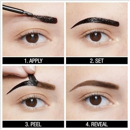 Peel off demonstration of the Maybelline semi permanent eyebrow stain gel.