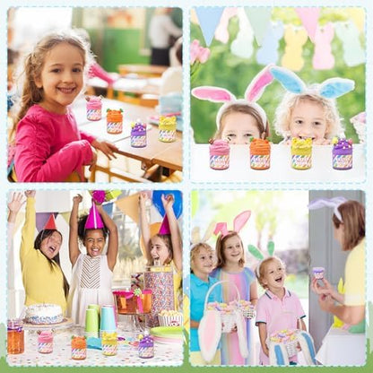 Product packaging display of the Wondrus four pack colorful DIY slime kit for girls and boys.