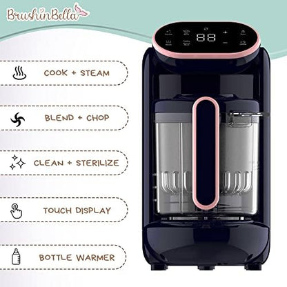 BrushinBella bottle warmer function being used with a standard infant feeding bottle