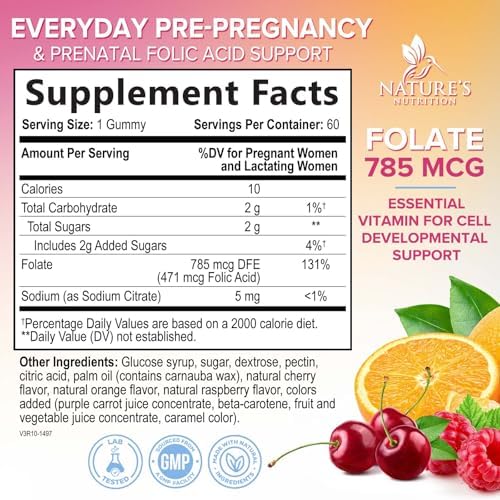 Natures Nutrition Folic Acid 785 mcg supplement container