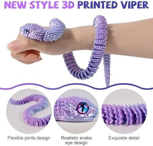 Memogizz 3D printed snake coiled on an office desk