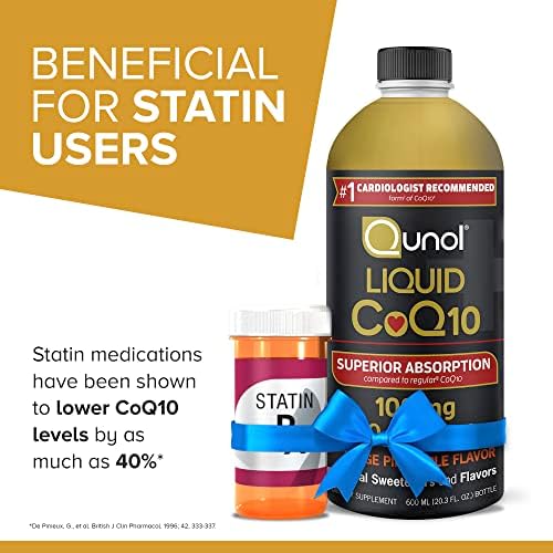 Qunol Coenzyme Q10 product bottle with dosage spoon visual