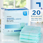 McKesson bariatric adult incontinence diapers highlighting the flexible stretch side panels.