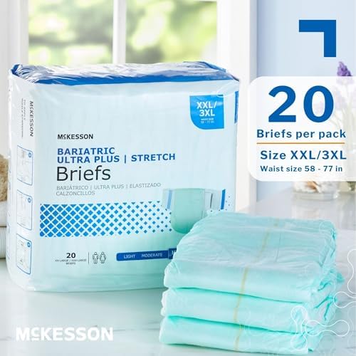 McKesson bariatric adult incontinence diapers highlighting the flexible stretch side panels.