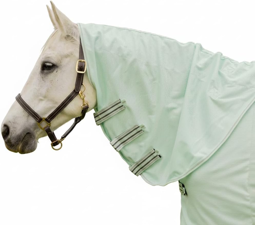 Equinavia Brisk Mesh Horse Fly Sheet with Removable Neck Cover| Durable Extended Coverage with UPF 45 UV Protection | Fly Sheet for Horses - Silver Gray - 78 in - Image 10