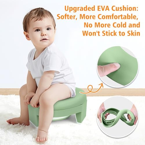 MCGMITT Portable Potty for Kids Travel - Foldable Training Toilet Chair for Toddler Girls with Storage Bags, Potty Training Toilet for Outdoor and Indoor Easy to Clean(Green) - Image 5