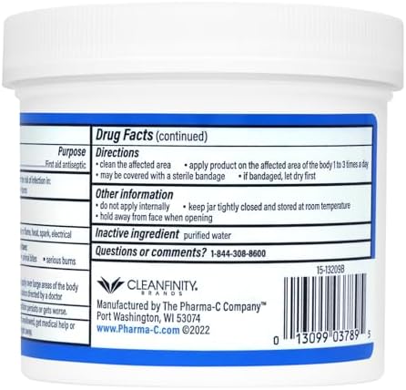 Open jar of Pharma-C antiseptic pads showing saturated low-lint fiber texture.