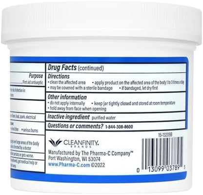 Open jar of Pharma-C antiseptic pads showing saturated low-lint fiber texture.