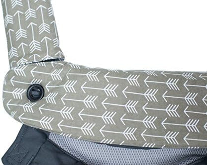 Close up of Mila Millie teething pad showing gray arrow pattern