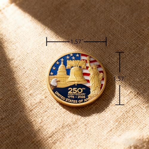 Meglort 1776 to 2026 independence celebration coin enclosed in a clear protective acrylic capsule.