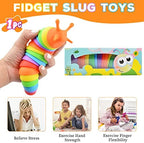 Close up view of rainbow colored sensory slug fidget