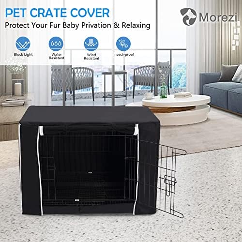 Morezi 30 inch dog crate cover showing roll up shades and toggle fasteners