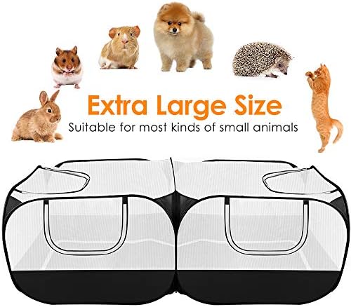 SlowTon Small Animals Playpen - Portable Chicken Coop Run Large Chick Brooder 73"x36"x25" with Detachable Bottom, Pop Up Pet Enclosure Cat Tent for Guinea Pig Bunny Puppy Indoor Outdoor (Flat Top) - Image 4