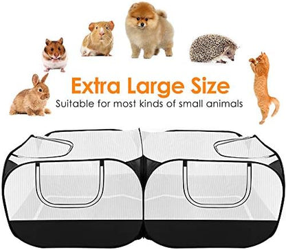 SlowTon Small Animals Playpen - Portable Chicken Coop Run Large Chick Brooder 73"x36"x25" with Detachable Bottom, Pop Up Pet Enclosure Cat Tent for Guinea Pig Bunny Puppy Indoor Outdoor (Flat Top) - Image 4