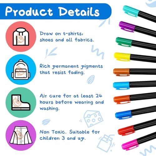 Reusable design stencils and fabric markers included in the Newwiee baby shower games kit arranged on a table.