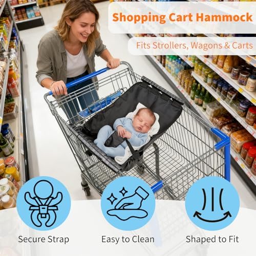 Fevbcnrj baby hammock secured in a grocery cart