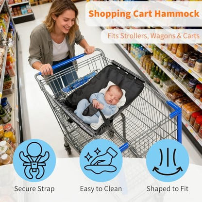 Fevbcnrj baby hammock secured in a grocery cart